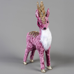 Shatchi Burgundy Reindeer Figurine Christmas Decoration 35cm - Size: 35 x 13 x 8cm - Pink - Wilko - thumbnail 3