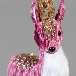 Shatchi Burgundy Reindeer Figurine Christmas Decoration 35cm - Size: 35 x 13 x 8cm - Pink - Wilko - thumbnail 4