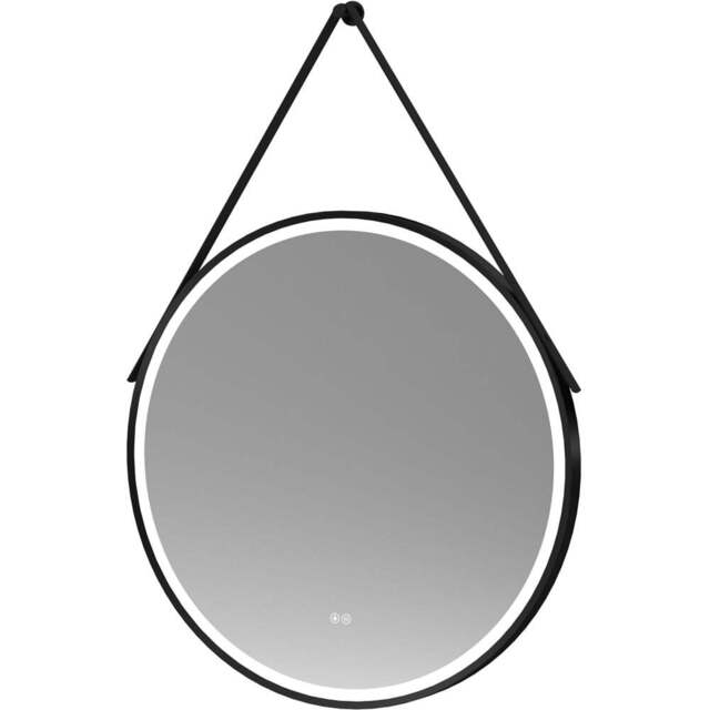 nuie Matt Black Round Illuminated Mirror 800mm - Size: 800 x 800 x 40mm - Wilko - image 1