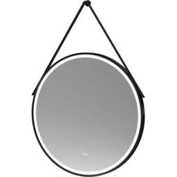 nuie Matt Black Round Illuminated Mirror 800mm - Size: 800 x 800 x 40mm - Wilko