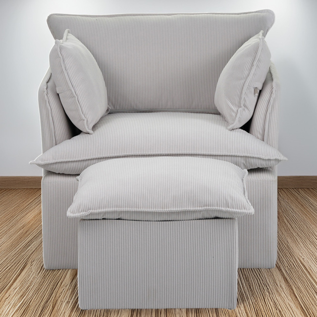 Snuggle Armchair with Stool - Grey - Size: Single - XC-Home - Wilko - image 1