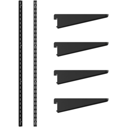 Rothley Matt Black Twin Slot Shelving Kit 10.5 inch Brackets and 48 inch Uprights - Size: 135 x 7 x 11cm - Wilko - thumbnail 1
