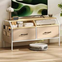 HOMCOM 2 Drawers Natural Brown TV Unit - Size: 50.5 x 35 x 98cm - Wilko