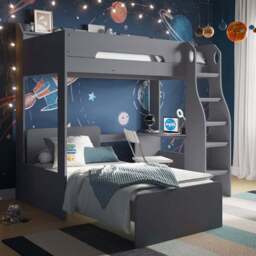 Flair Cosmic Grey Wooden L Shaped Bunk Bed - Size: Single - Wilko - thumbnail 1