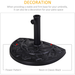 Outsunny Half Round Parasol Umbrella Base 9kg - Size: 32 x 31 x 50cm - Black - Wilko - thumbnail 5