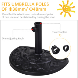 Outsunny Half Round Parasol Umbrella Base 9kg - Size: 32 x 31 x 50cm - Black - Wilko - thumbnail 7