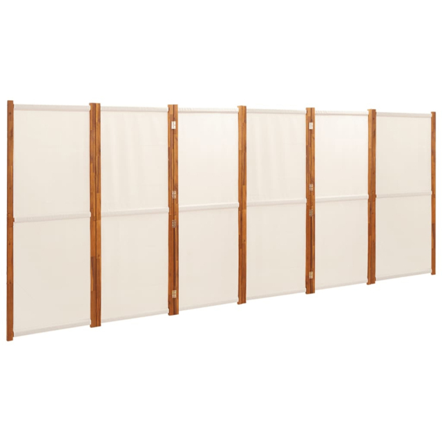 vidaXL Cream White 6 Panel Room Divider 420 x 180cm - Size: 6 Panels - Wilko - image 1