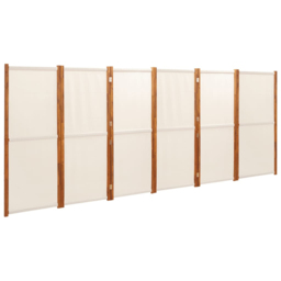 vidaXL Cream White 6 Panel Room Divider 420 x 180cm - Size: 6 Panels - Wilko