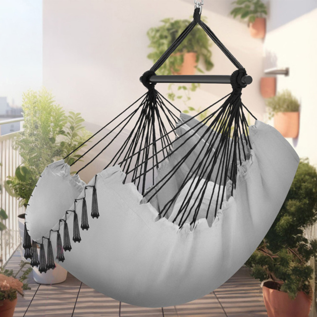 tectake Malika Grey Hanging Chair 150kg - Size: 150 x 100 x 150cm - Wilko - image 1