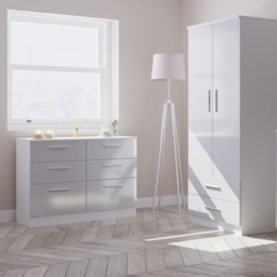 Crowndale Contrast 2 Door Grey and White Matt Tall Wardrobe Ready Assembled - Wilko - thumbnail 4