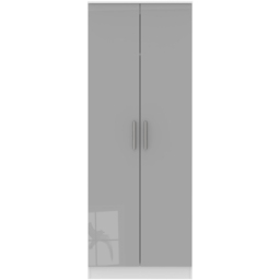 Crowndale Contrast 2 Door Grey and White Matt Tall Wardrobe Ready Assembled - Wilko - thumbnail 3