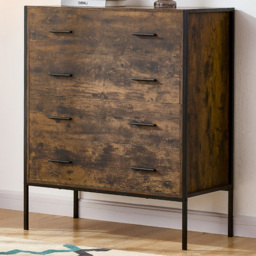 VIDA DESIGNS Brooklyn 4 Drawer Dark Wood Rustic Metal Frame Chest of Drawers - Brown - Wilko