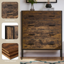Vida Designs Brooklyn 4 Drawer Dark Wood Rustic Metal Frame Chest of Drawers - Brown - Wilko - thumbnail 7