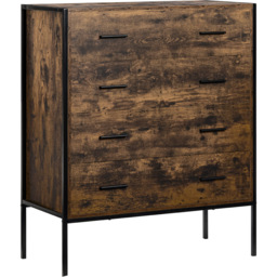 Vida Designs Brooklyn 4 Drawer Dark Wood Rustic Metal Frame Chest of Drawers - Brown - Wilko - thumbnail 3