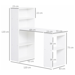 Portland Modern Shelf Office Desk White - Size: 120 x 55 x 120cm - Wilko - thumbnail 7