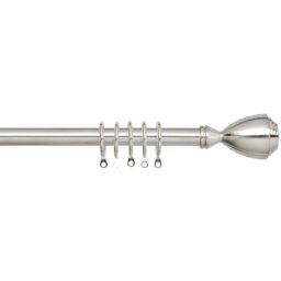 Palermo 120 to 210cm Extendable Silver Curtain Pole - Size: 120 - 210 cm - Wilko - thumbnail 1