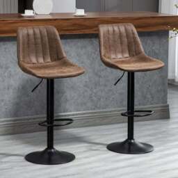 Portland Brown Adjustable Bar Stool Set of 2 - Wilko - thumbnail 1