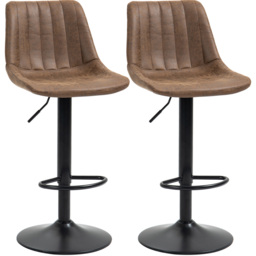 Portland Brown Adjustable Bar Stool Set of 2 - Wilko - thumbnail 3