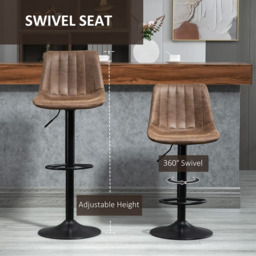Portland Brown Adjustable Bar Stool Set of 2 - Wilko - thumbnail 5