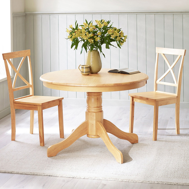 Furniturebox Bodmin Marros 2 Seater Round Wooden Dining Set Oak Effect - Brown - Wilko - image 1