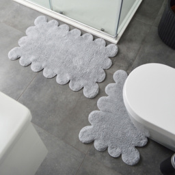 Allure Bath Fashions 2 Piece Scallop Light Grey Bath Mat Set - Size: 50 x 80 x 1cm - Wilko - thumbnail 5