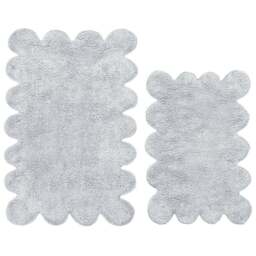Allure Bath Fashions 2 Piece Scallop Light Grey Bath Mat Set - Size: 50 x 80 x 1cm - Wilko