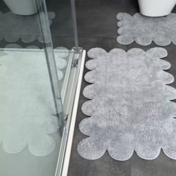 Allure Bath Fashions 2 Piece Scallop Light Grey Bath Mat Set - Size: 50 x 80 x 1cm - Wilko - thumbnail 6
