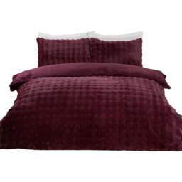 Aurora Soft Faux Fur Duvet Set Berry Double - Wilko - thumbnail 3