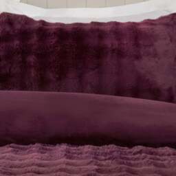Aurora Soft Faux Fur Duvet Set Berry Double - Wilko - thumbnail 5