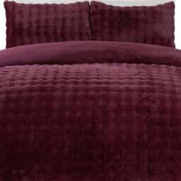 Aurora Soft Faux Fur Duvet Set Berry Double - Wilko - thumbnail 7