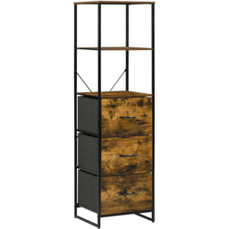 Portland 3 Drawer 2 Shelf Rustic Brown Tall Bookcase - Wilko - thumbnail 3