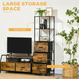 Portland 3 Drawer 2 Shelf Rustic Brown Tall Bookcase - Wilko - thumbnail 6