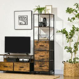 Portland 3 Drawer 2 Shelf Rustic Brown Tall Bookcase - Wilko - thumbnail 5