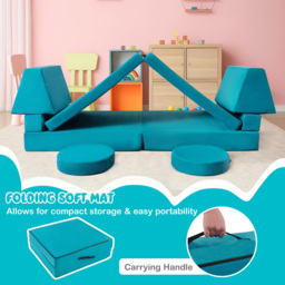 Costway Green Kids Sofa Playset with Portable Handle 8 Piece - Size: 91 x 40 x 40cm - Wilko - thumbnail 5