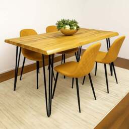 Kosy Koala 4 Seater Faux Leather Dining Set Mustard - Brown - Wilko