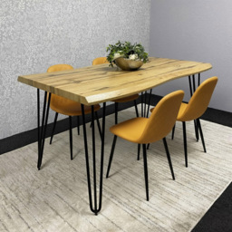 Kosy Koala 4 Seater Faux Leather Dining Set Mustard - Brown - Wilko - thumbnail 3