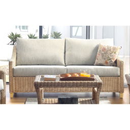 Desser Dijon 3 Seater Natural Rattan Cane Pebble Fabric Sofa - Grey - Wilko - thumbnail 4