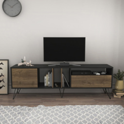 Decorotika Mistico Black and Walnut Wide TV Unit - Size: 58 x 180 x 35.5cm - Multi - Wilko - thumbnail 6