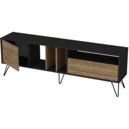 Decorotika Mistico Black and Walnut Wide TV Unit - Size: 58 x 180 x 35.5cm - Multi - Wilko - thumbnail 4