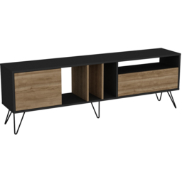 Decorotika Mistico Black and Walnut Wide TV Unit - Size: 58 x 180 x 35.5cm - Multi - Wilko - thumbnail 3