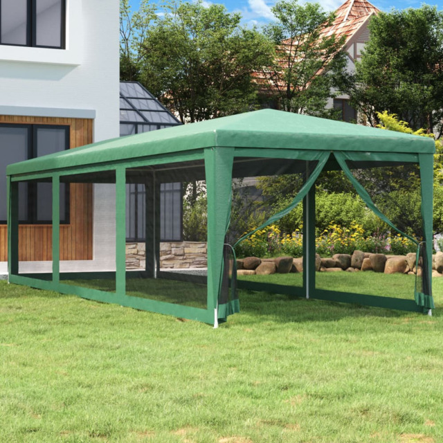 vidaXL 3 x 9m Green Party Tent with 8 Mesh Sidewalls - Wilko - image 1