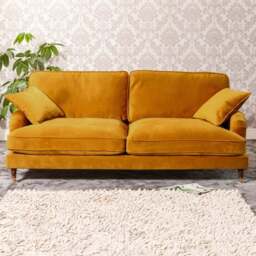 Mackenzie 4 Seater Yellow Plush Velvet Sofa - Artemis Home - Wilko - thumbnail 1