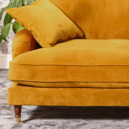 Mackenzie 4 Seater Yellow Plush Velvet Sofa - Artemis Home - Wilko - thumbnail 4