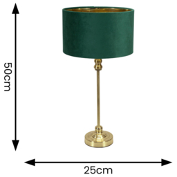 ValueLights Maggie Gold Candlestick LED Table Lamp with Forest Green and Gold Velvet Lamp Shade - Size: 50 x 25 x 25cm - Wilko - thumbnail 5