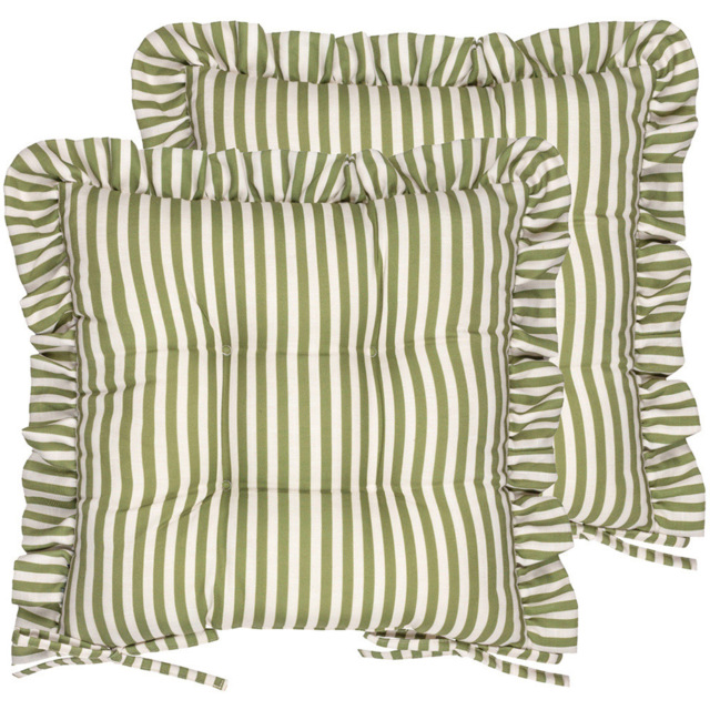 Wylder Millie Green Ruffle Seat Pad 40 x 40cm 2 Pack - Wilko - image 1