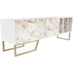 Decorotika Linossa 3 Shelf White Marble and Gold TV Unit - Size: 50.5 x 150 x 35cm - Multi - Wilko - thumbnail 6