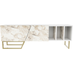 Decorotika Linossa 3 Shelf White Marble and Gold TV Unit - Size: 50.5 x 150 x 35cm - Multi - Wilko - thumbnail 3