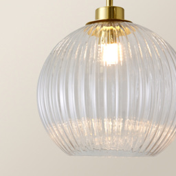 ValueLights Maddison Clear Ribbed Glass Shade Brushed Gold LED Ceiling Pendant Light With Bulb - Size: 215.5 x 20 x 20cm - Wilko - thumbnail 5