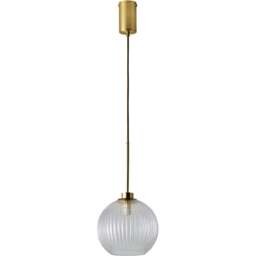 ValueLights Maddison Clear Ribbed Glass Shade Brushed Gold LED Ceiling Pendant Light With Bulb - Size: 215.5 x 20 x 20cm - Wilko - thumbnail 1
