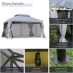 Outsunny 4 x 3m Grey Canopy Pavilion Patio Gazebo Tent with Sides - Size: 280 x 290 x 390cm - Wilko - thumbnail 7